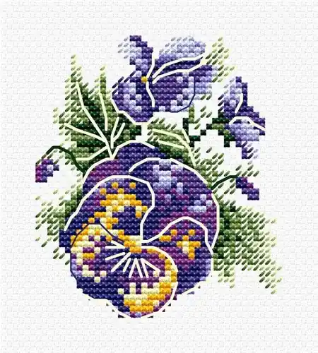 Special Offer Pansies SM-630 Counted Cross Stitch Kit