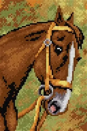 Get Yours Needlepoint canvas for halfstitch without yarn Chestnut Horse 2197F - Printed Tapestry Canvas