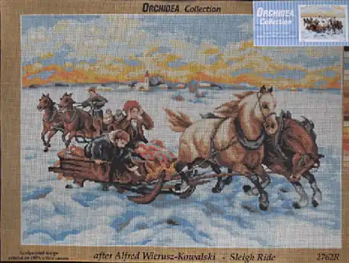 Budget Gobelin canvas for halfstitch without yarn after Alfred Wierusz-Kowalski - Sleigh Ride 2762R