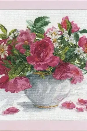 No Minimum Order Blooming garden. Roses and Daisies 2-25 Counted Cross-Stitch Kit