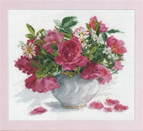 No Minimum Order Blooming garden. Roses and Daisies 2-25 Counted Cross-Stitch Kit