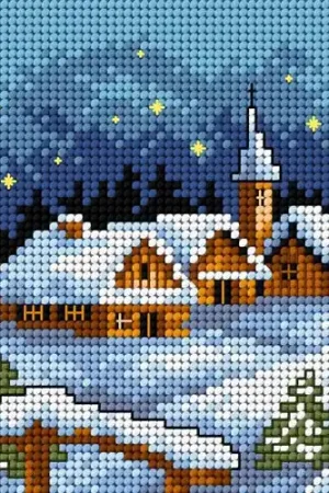 Fast Shipping Gobelin canvas for halfstitch without yarn Winter Landscape at Night 2170D