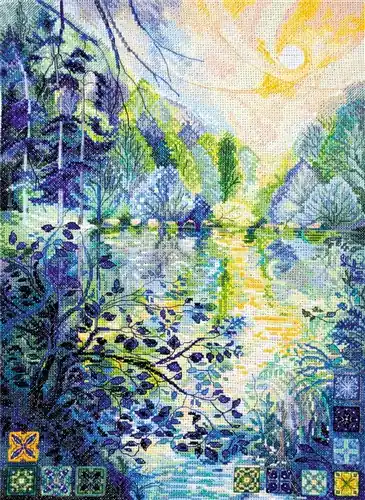 Cross-stitch kit Dawn over the river AH-152 Latest