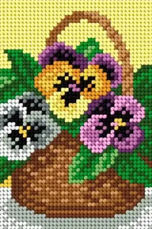 Gobelin canvas for halfstitch without yarn Small Basket of Pansies Don’t Miss Out