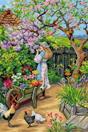 Hassle-Free Returns Gobelin canvas for halfstitch without yarn after Wiliam Stephen Coleman - Spring Blossoms 3516R