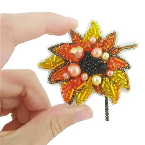 Exclusive BP-228C Beadwork kit for creating brooch Crystal Art "Sunflower"