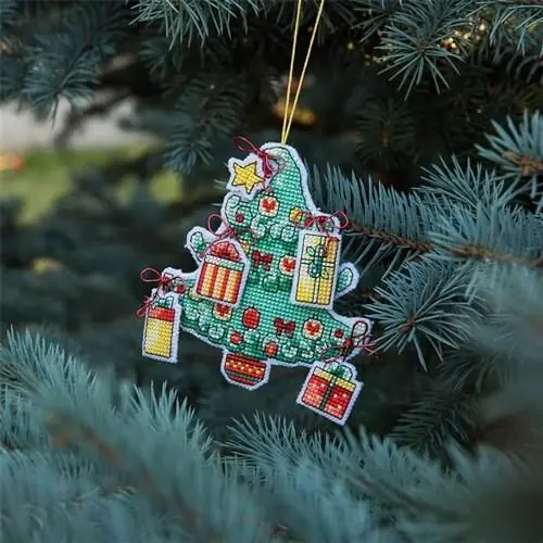 Authentic Christmas tree toy. Plastic Canvas Cross-stitch kit T-05C
