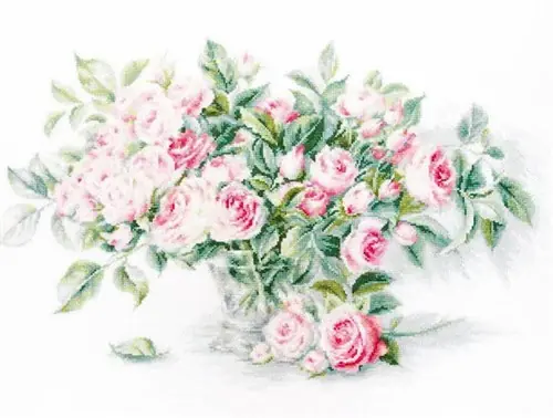 Free Delivery Bouquet of Pink Roses B2286L Counted Cross-Stitch Kit