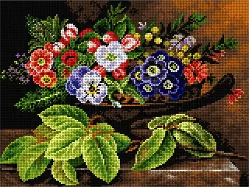 Best Choice Gobelin canvas for halfstitch without yarn after Johan Laurentz Jensen- Still Life with Flowers 2571J