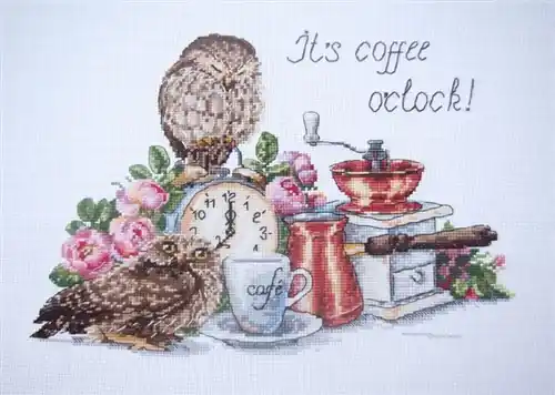 Worldwide Shipping It's coffee o'clock K-83 Counted Cross-Stitch Kit