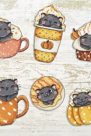 Pumpkin Cup Kitties Kit L8092 Counted Cross Stitch Kit Buy Today
