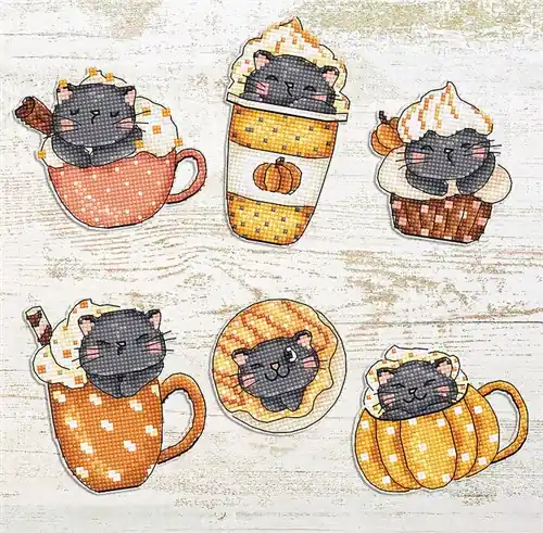 Pumpkin Cup Kitties Kit L8092 Counted Cross Stitch Kit Buy Today