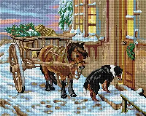 Gobelin canvas for halfstitch without yarn after John Sargent Noble - Their Christmas Eve 2753M Flash Sale