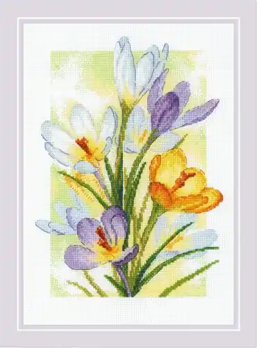 Worldwide Shipping Spring Glow. Crocuses R2190 Counted Cross Stitch Kit