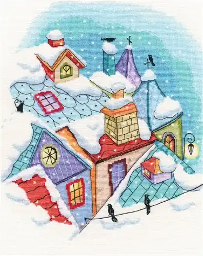 Winter on the roofs M655 Counted Cross Stitch Kit Wholesale