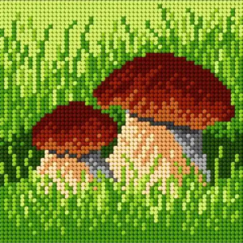 Needlepoint canvas for halfstitch without yarn Mushrooms 1838D - Printed Tapestry Canvas Special Offer