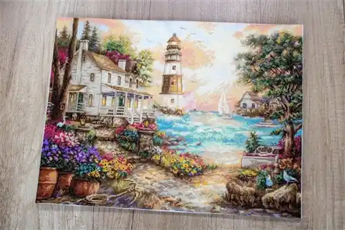 Handmade Counted Cross Stitch Kit Cottage by the sea Leti962