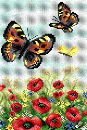Gobelin canvas for halfstitch without yarn Butterflies on a Meadow Best Seller