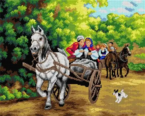 Gobelin canvas for halfstitch without yarn after Alfred Wierusz-Kowalski - Ride 2763M Express Delivery