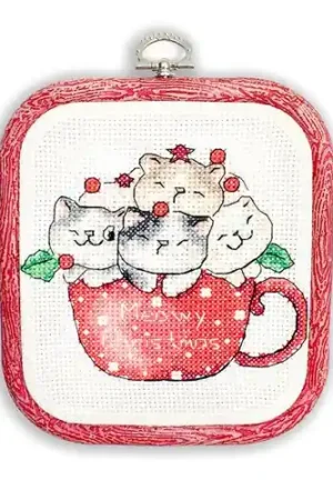 Meowy Christmas with hoop included L8080 Counted Cross Stitch Kit Free Shipping
