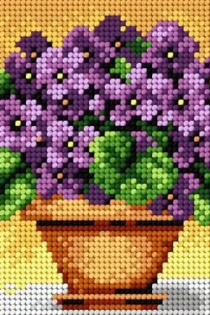 Needlepoint canvas for halfstitch without yarn Violets 2252D - Printed Tapestry Canvas Cheap