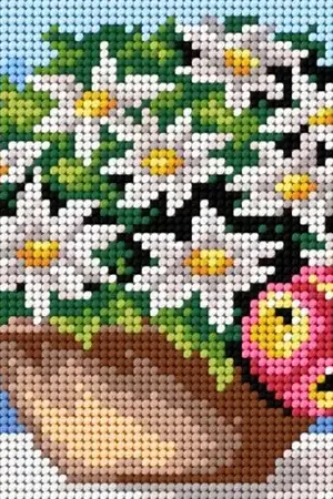 Gobelin canvas for halfstitch without yarn Basket of White Flowers Bargain