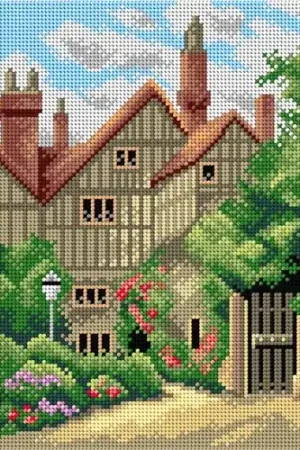 Money Back Guarantee Gobelin canvas for halfstitch without yarn after Thomas Nicholson Tyndale - An Old Manor House and Garden 2855H