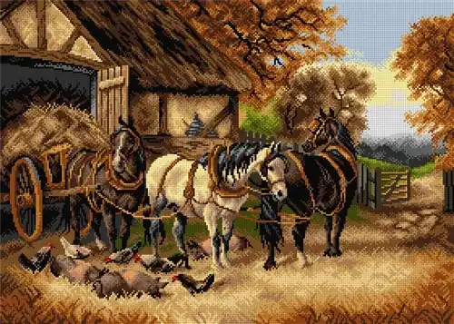 Needlepoint canvas for halfstitch without yarn after John Frederick Herring - The Hay Cart 2797R Professional Grade