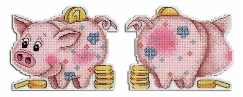 Hot Deal Happy Piggy Bank P-334 Plastic Canvas Counted Cross Stitch Kit
