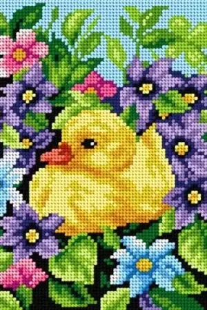 Holiday Sale Gobelin canvas for halfstitch without yarn Duckling