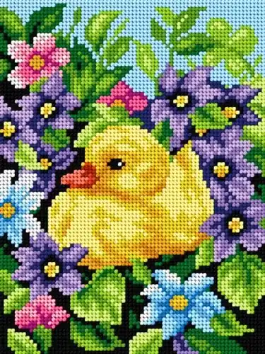 Holiday Sale Gobelin canvas for halfstitch without yarn Duckling