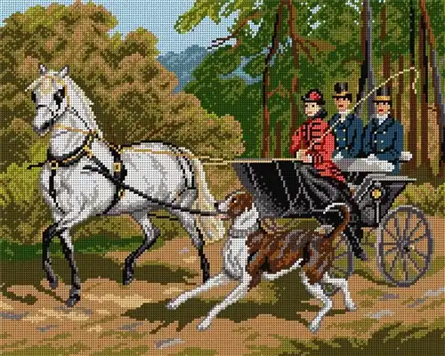 Fresh Stock Horse-drawn Carriage Ride 1961M Needlepoint canvas for halfstitch without yarn