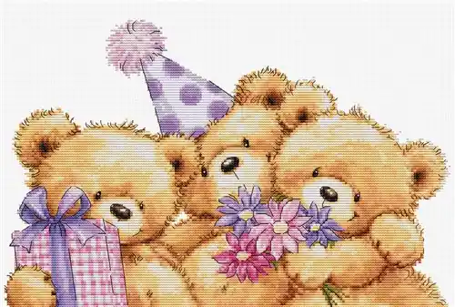 Low Price Three Party Bears B1411L Counted Cross-Stitch Kit