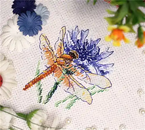 Express Delivery Dragonfly and Cornflower SM-619 Counted Cross Stitch Kit