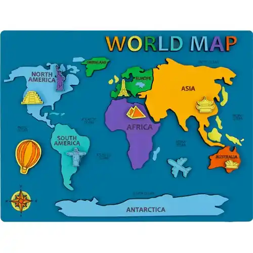 Rosa Talent World Map 3D Paint Set, MDF, 9.65*7.28 inches Free Returns