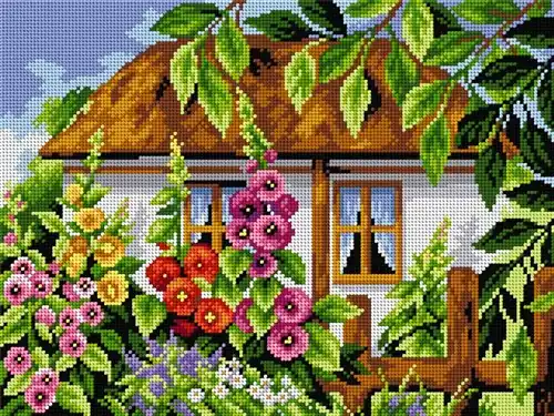 Best Price House with Mallows 2487J Needlepoint canvas for halfstitch without yarn