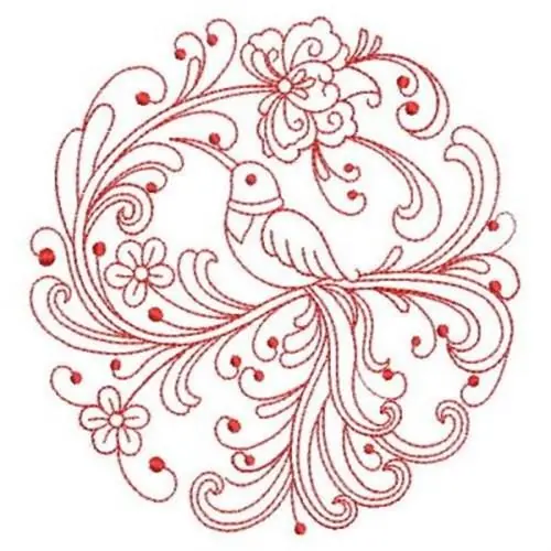 Mega Sale Redwork Rosemaling Hummingbird Circle Embroidery Design