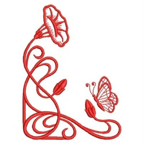 Affordable Art Nouveau Redwork Embroidery Design