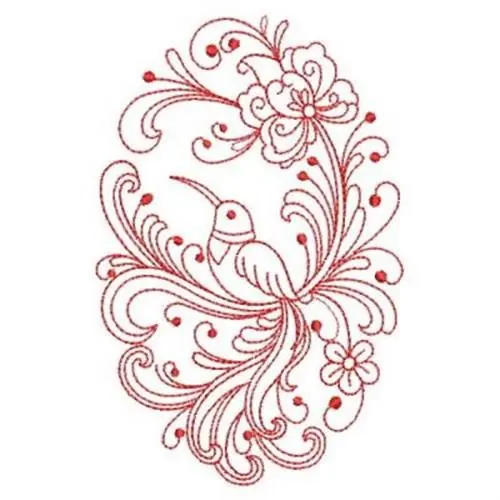 Shop Now Redwork Rosemaling Hummingbird Oval Embroidery Design
