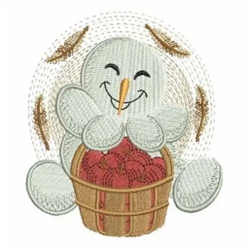 Harvest Snowman Embroidery Design Same Day Shipping