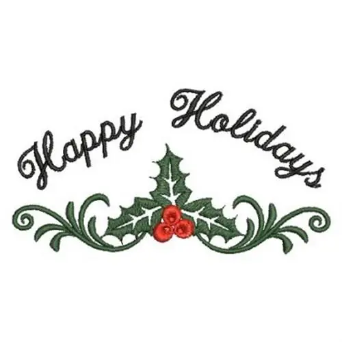 Happy Holidays Holly Embroidery Design Today Only
