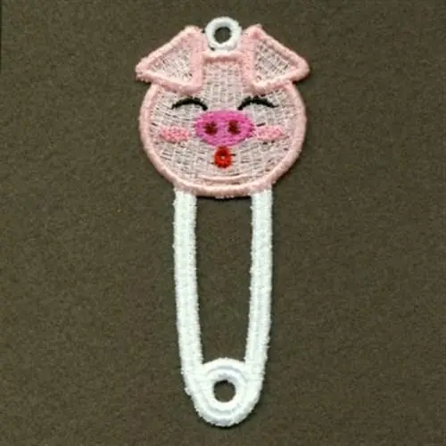 FSL Pig Pin Embroidery Design Genuine