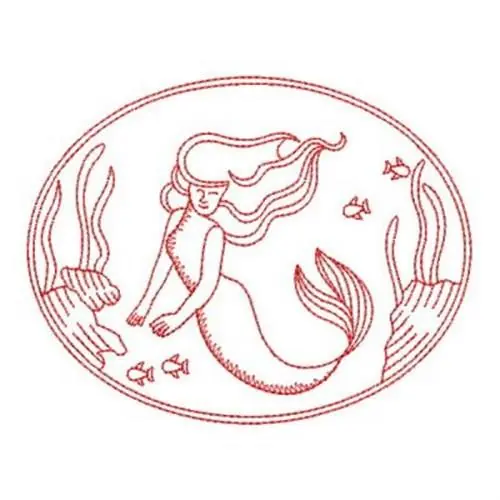 Redwork Mermaid Fantasy Embroidery Design Reduced Price