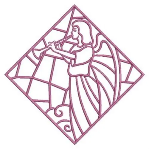 Time-Limited Redwork Horn Angel Embroidery Design