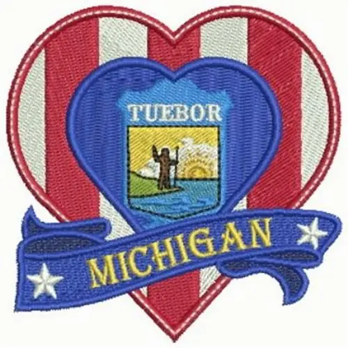 Patriotic Michigan Embroidery Design Wholesale