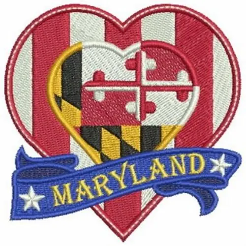 Patriotic Maryland Embroidery Design Certified