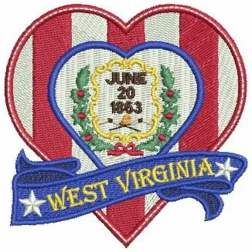 Free Returns Patriotic West Virginia Embroidery Design