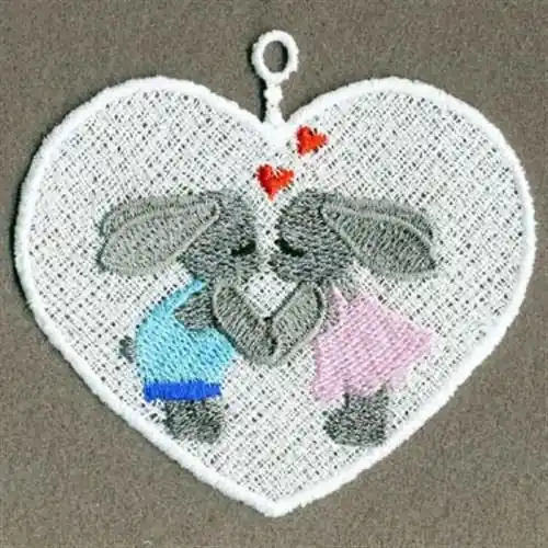 FSL Bunnies in Love Embroidery Design Low Price