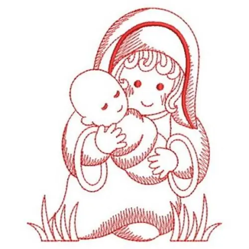 Redwork Jesus and Mary Embroidery Design Exclusive