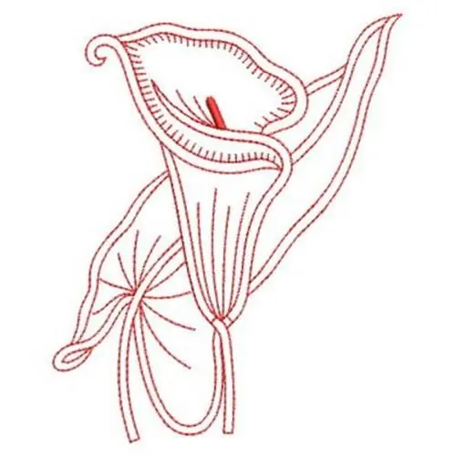 Money Back Guarantee Redwork Calla Lily Blossom Embroidery Design